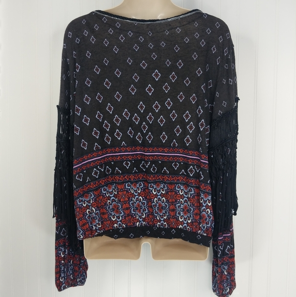 FREE PEOPLE Macra Maze Me Fringed Peasant Top XS - Picture 11 of 16